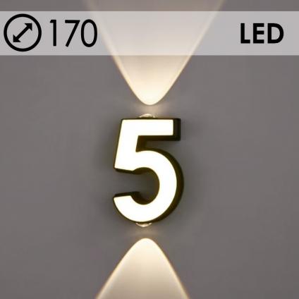 Светильник уличный настенный Цифра 5 BK+WH LED 4-7W h170, OUN24